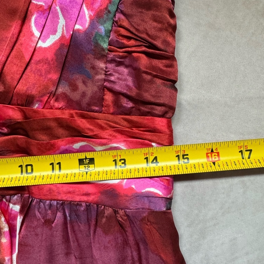 Banana Republic Silk Cocktail Dress Watercolor Wedding Guest Womens Size 8P Red - Picture 8 of 11